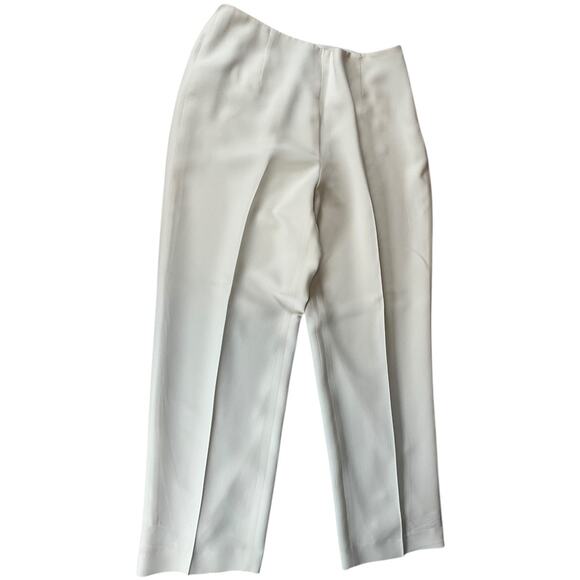 TALBOTS Petites 100% Pure Silk Side Zipper Cream Trousers Pleats Size 10 Luxury - Picture 1 of 9